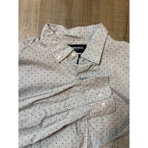 Men's White Dotted Bonobos Medium Button Down Long sleeve Work Shirt Stretch